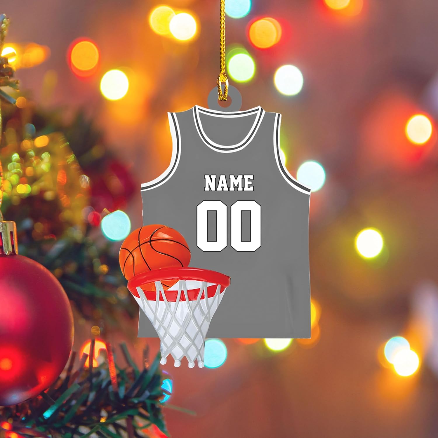 TinoShop Personalized Basketball Christmas Ornaments for Christmas Tree Decor, Basketball Player Ornament, Custom Basketball Ornament, Warriors Basketball Ornament Gifts for Baseball Lovers (ON337)