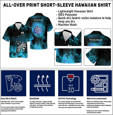 Generic Personalized Dart Hawai Shirt - Men's Unisex-Adults Hawaiian Dart Team League Hawaiian Shirt - Short Sleeve Button Down - Multi, Large