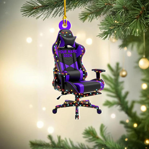 Ligthuy Personalized Gaming Ornaments for Christmas Tree, Computer Gaming Christmas Ornaments, Chair Gaming Chrismas Ornament for Gamer, Game Lover, Chair Gaming Xmas Decor (GM10)