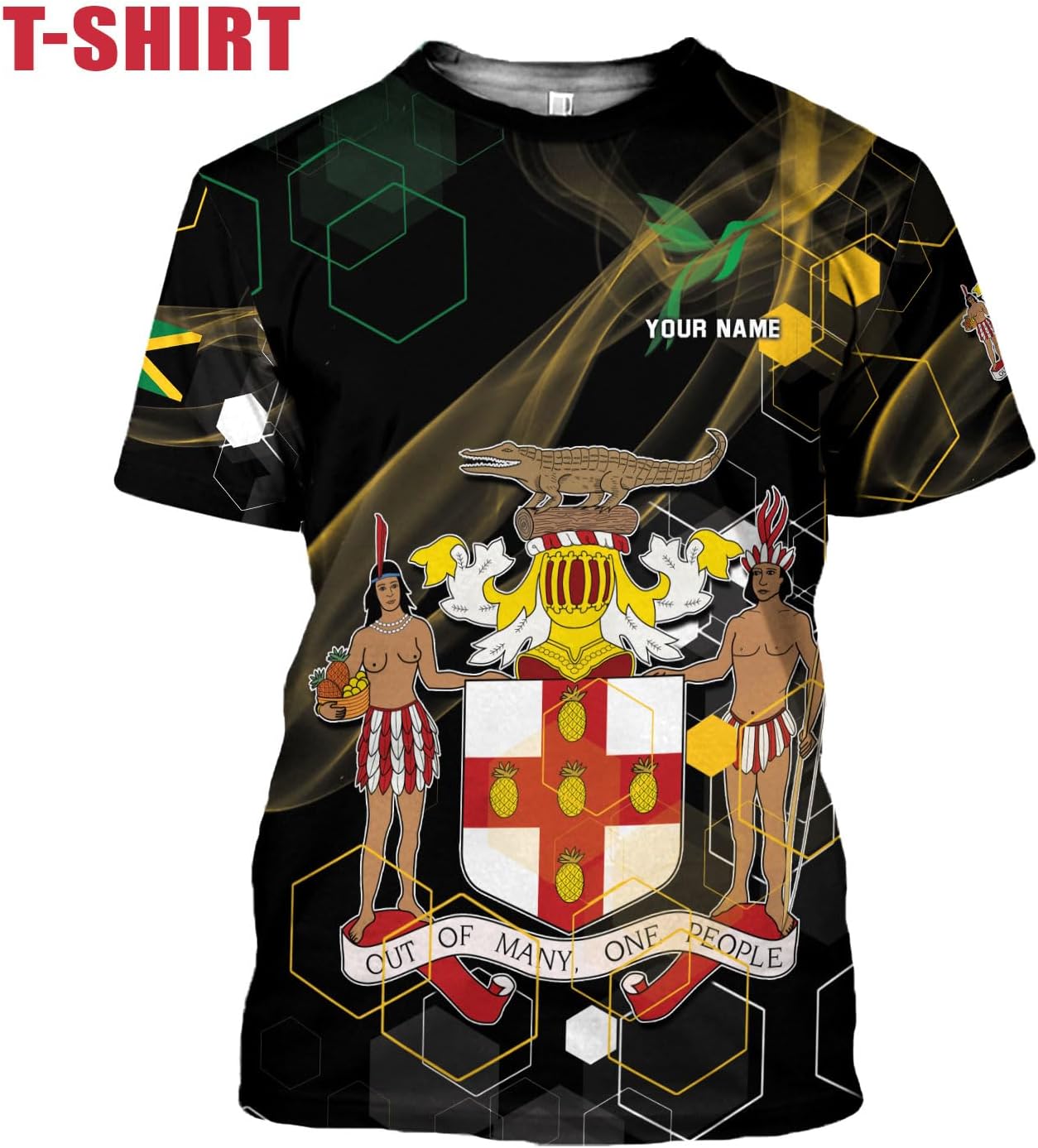 Ligthuy Personalized Jamaica Shirt 3D, Custom Jamaica Flag Lion Shirt for Men and Women, Jamaican Pride T-Shirt Unisex
