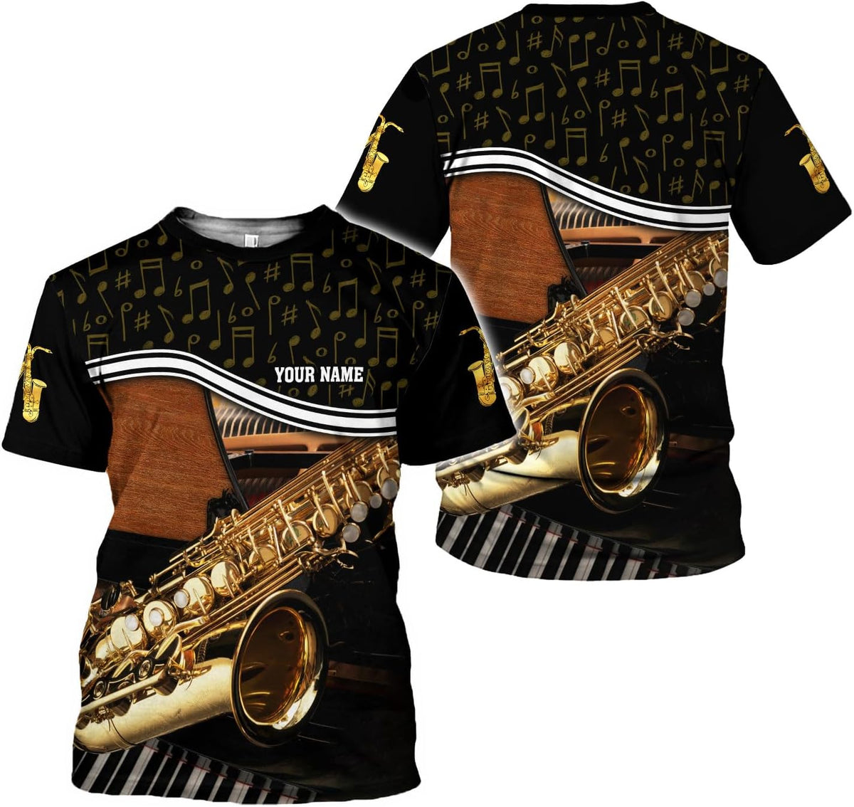 Personalized T Shirt for Saxophone Player, Custom Saxophone 3D Shirt Men Women, Present to Musican Saxophone Team Uniform