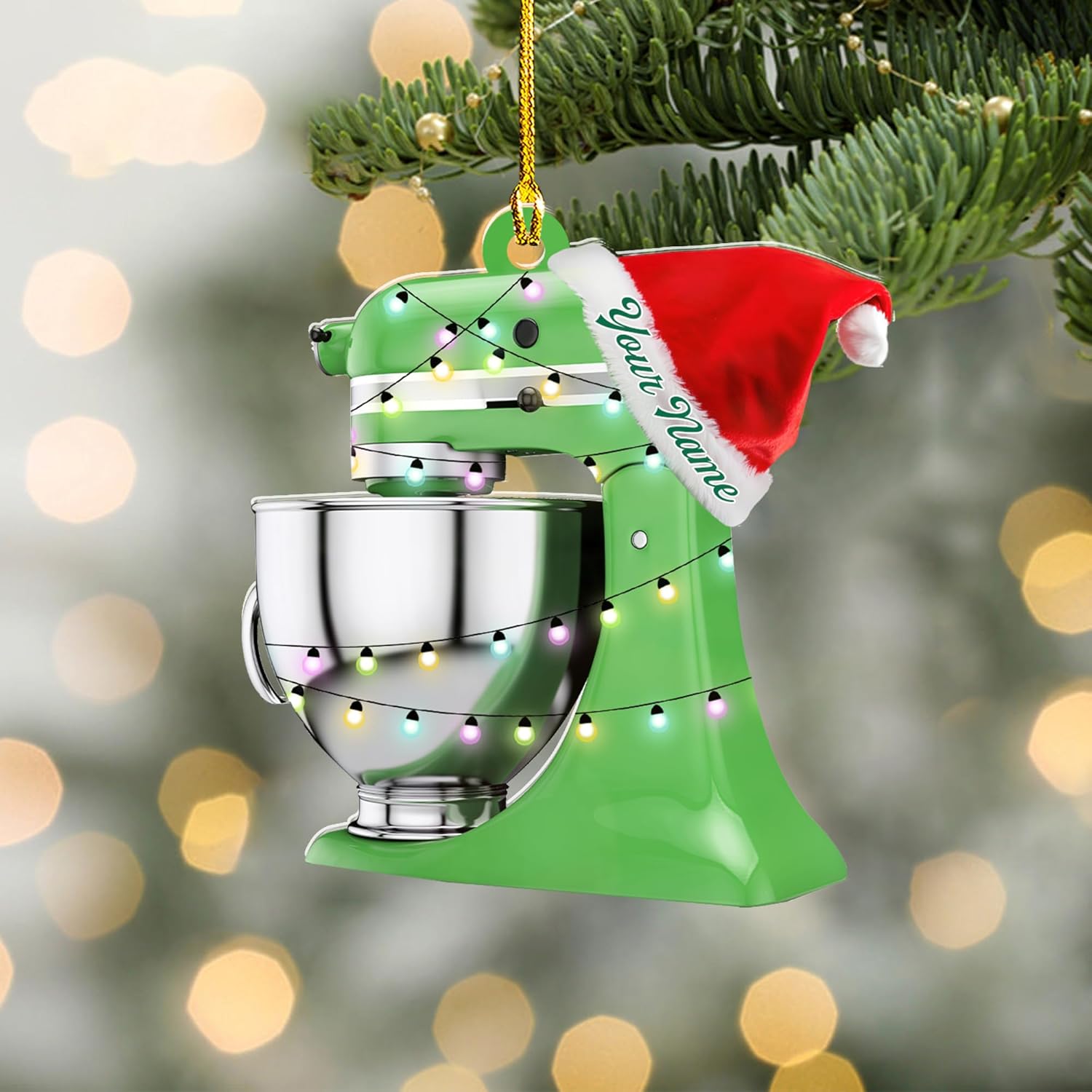 Custom Baking Mixer Lights 2D Flat Ornament Customized Stand Mixer Mica Christmas Ornaments Love Cooking Xmas Keepsake Gift Ideas Gifts for Chef Lovers Gift (BM2)