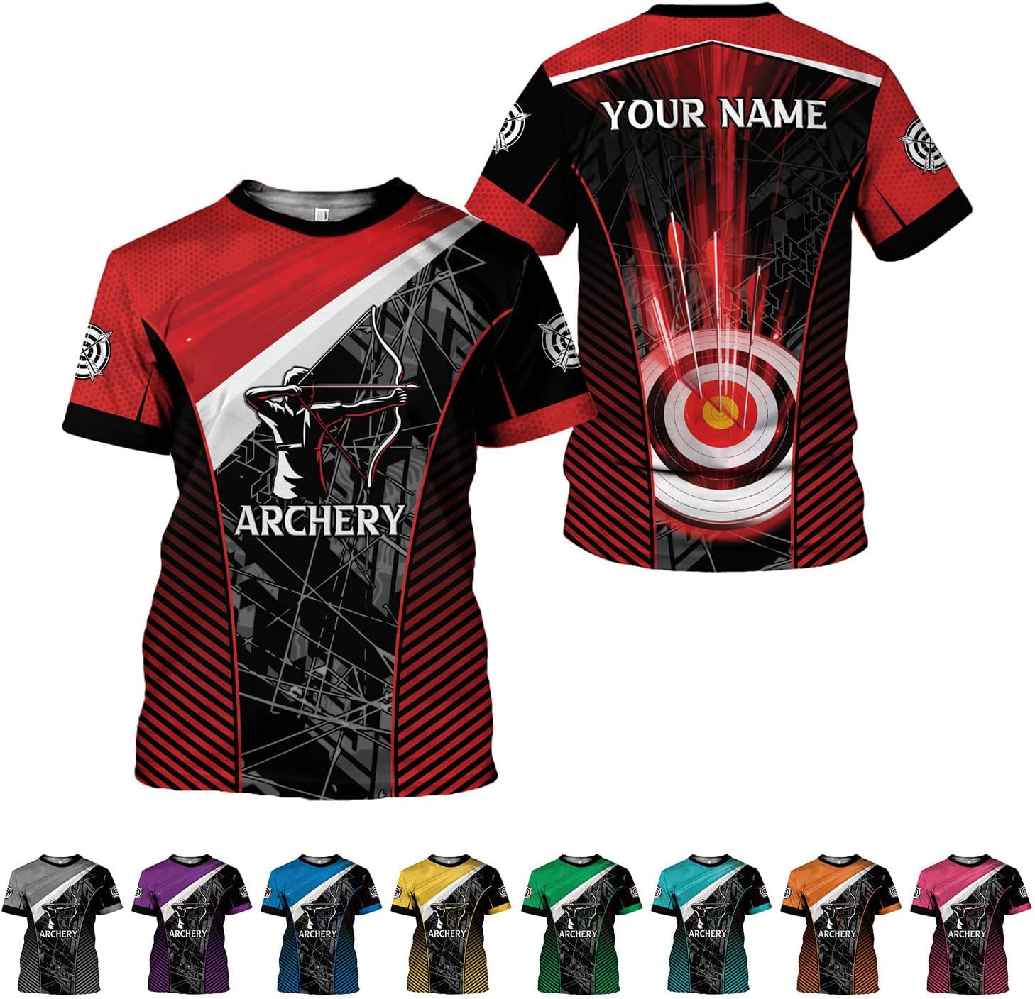 Custom Archery T-Shirt Bow and Arrow Personalized 3D Shirts for Archer Men Women Target Team Archery Apparel Gifts
