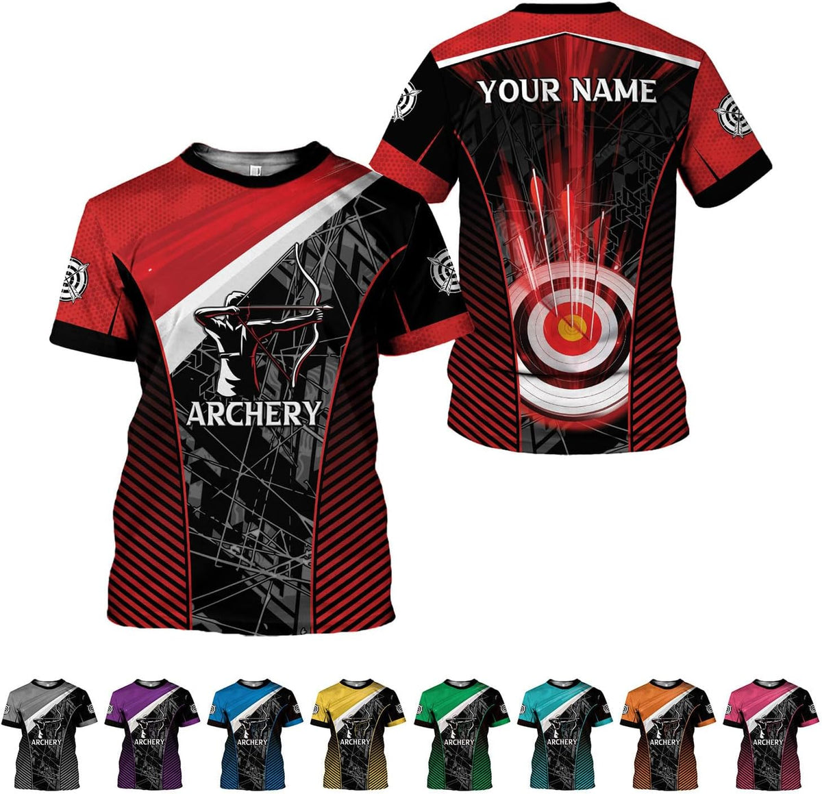 Custom Archery T-Shirt Bow and Arrow Personalized 3D Shirts for Archer Men Women Target Team Archery Apparel Gifts