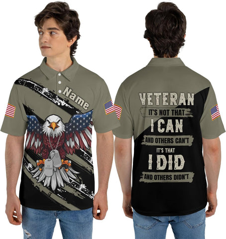 Veteran Polo Shirt for Men Custom US Army Polo Shirts Military Veterans Pride American Flag Gifts Memorial Day Army Shirts