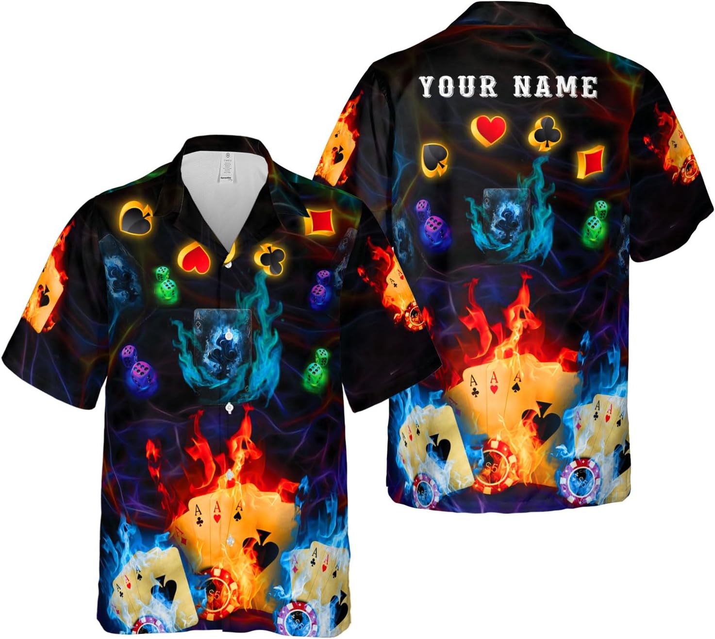 Custom Poker Hawai Shirts for Men Poker Hawaiian Shirt Gambling Casino Fire Short Sleeve Button Down Shirt Summer Beach Shirt