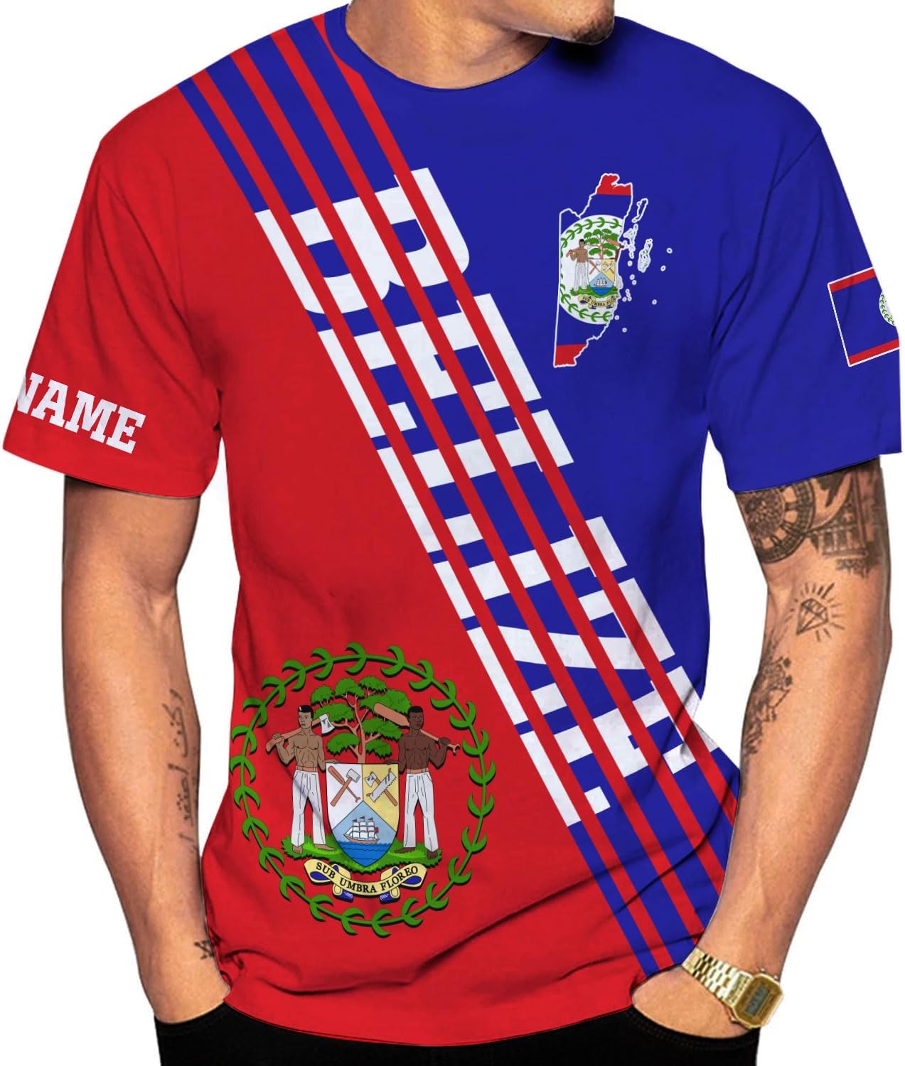Artparel Personalized Belize Shirt Coat of Arms of Belize Flag Shirts Belizean Country Flag Gift T-Shirt Belizean Shirt S-5XL