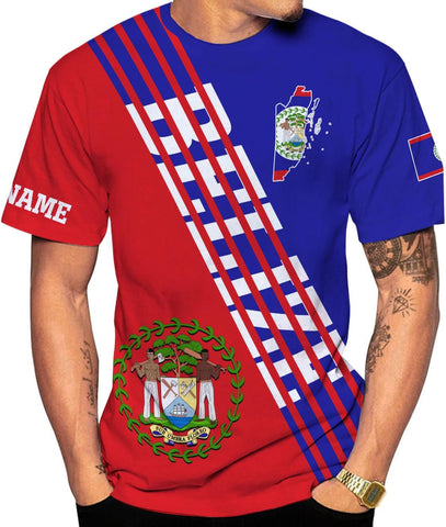 Artparel Personalized Belize Shirt Coat of Arms of Belize Flag Shirts Belizean Country Flag Gift T-Shirt Belizean Shirt S-5XL