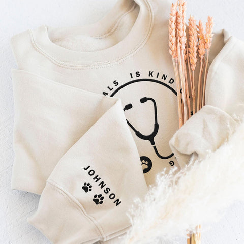 Leeprints Personalized Embroiderd Veterinary Medicine Sweatshirt - Vet Tech Sweater, Veterinarian Gift, Vet Med Staff Gifts