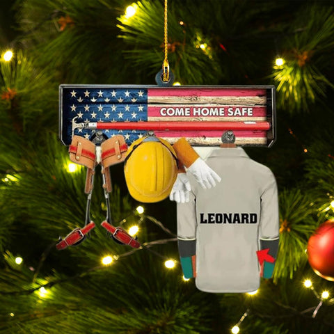 mostprints Personalized Lineman Ornament Custom Lineman Ornaments Line Man Christmas Ornaments Gifts for Lineman Ornament Lineman Christmas Hanging Ornament Lineman Gift (Style 9)