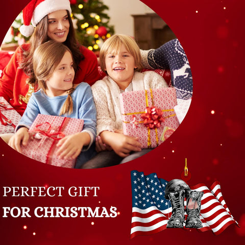 Piratify Us Veteran Christmas Ornament Flat Shape, Us Army Christmas, Veteran Gifts, Military American Soldier Boots Flag (Army 2)