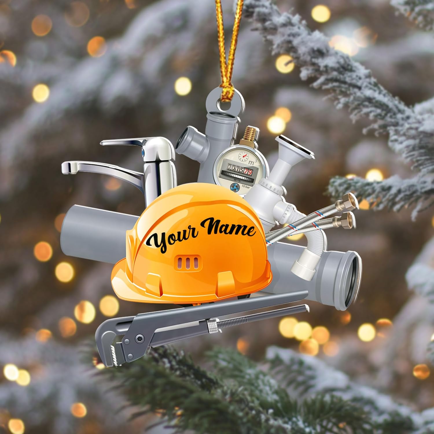 AOVL Plumber Ornament 2024 Plumber Christmas Ornaments Handyman Ornament Toolbox Christmas Ornament Tool Ornaments for Plumbers 2024 Handyman Ornaments Gifts (PL4)