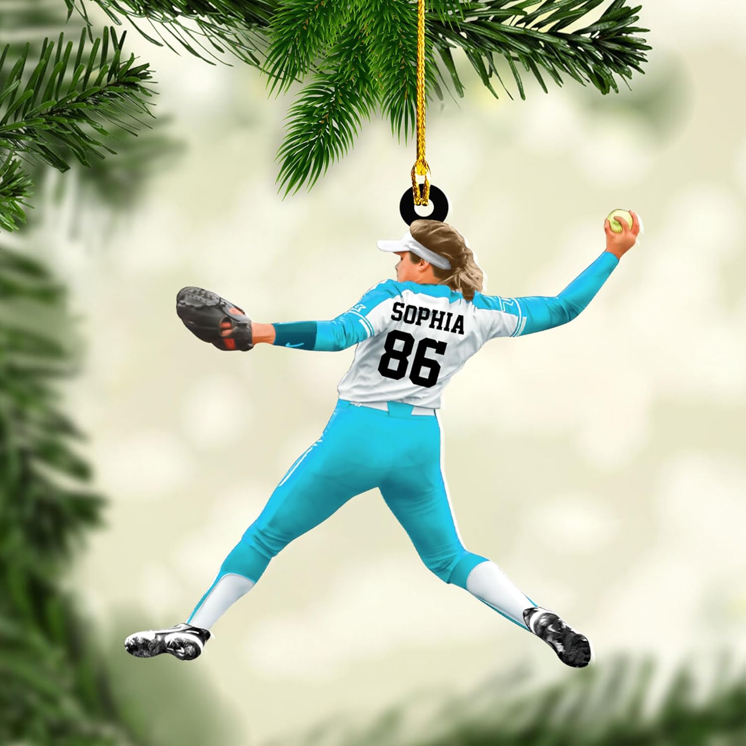 Parvii Personalized Softball Ornament Custom Softball Ornaments for Girl Coach Softball, Softball Gloves Ornament, Softball Ornament Softball Lover Softball Players Ornament (SB 8)