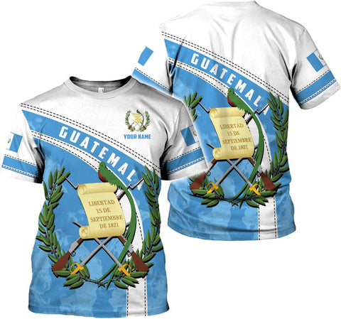 Mostprints Personalized Guatemala Shirt 3D Guatemala Camisas Guatemala Flag Shirts, Guatemalan Pride T-Shirt for Men Women