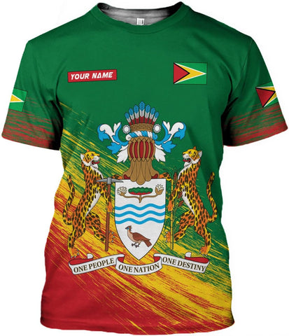 MoonArt Personalized Guyana Shirts - Guyanese Coat of Arms Flag 3D