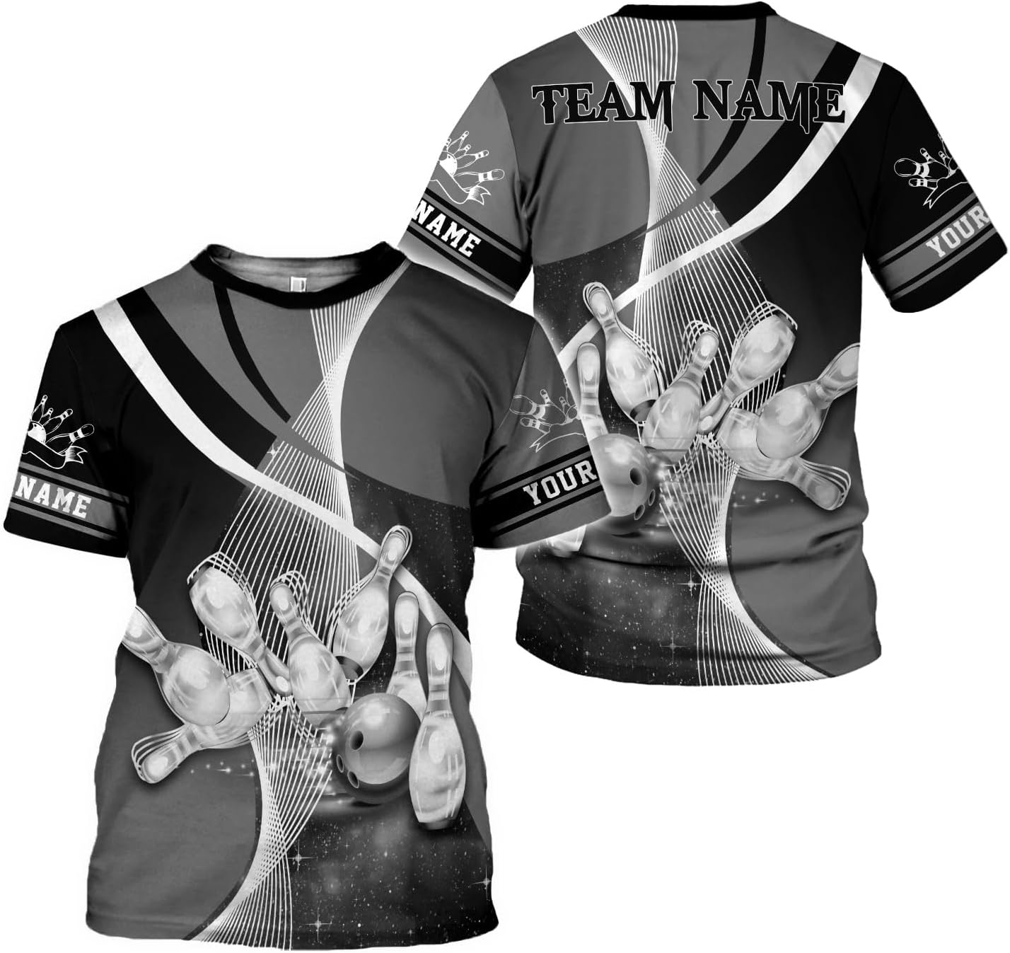 Rivelus Personalized Name Bowling Shirts for Men and Women 3D, Bowling Shirts for Team Bowling, Bowling Shirts Gift