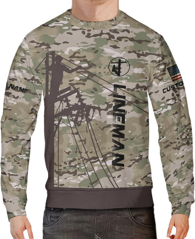 Personalized Lineman 3D Print Hoodies Unisex Pullover Hoodie Gift For Men, Women, Full Size S-5XL For Men Women