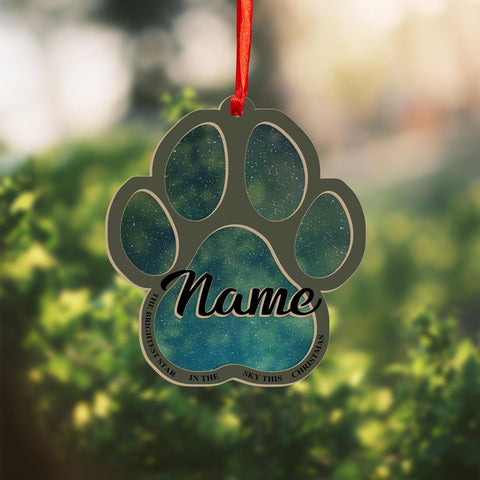 MAPrints Personalized Suncatcher Wooden Dog Cat Paw Ornament Christmas 2024, Custom Dog Paw Suncatcher Wood Ornaments with Names, Pet Paw Wooden Dog Ornament, Pet Paw Christmas Ornament (PAW 9)
