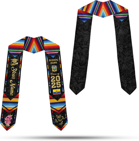 Pretyprints Ecuador Graduation Stole, Ecuadorians American Flag Graduation Sash 2025, Ecuadorians Graduation Sash