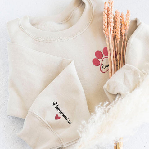 Leeprints Personalized Embroiderd Veterinary Medicine Sweatshirt - Vet Tech Sweater, Veterinarian Gift, Vet Med Staff Gifts