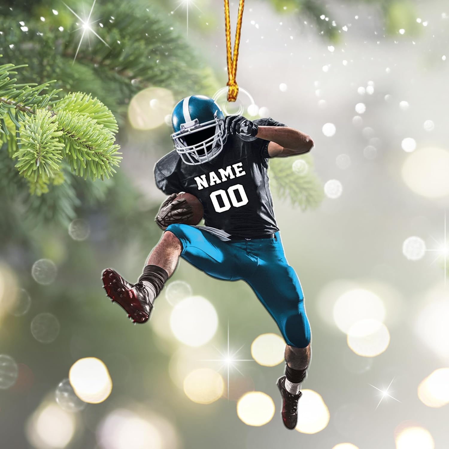 Artparel Personalized Football Ornament Customized Football Christmas Ornaments Football Ornament Christmas Hanging Décor Gift for Football Fans Football Gifts Gift for Football (FBH 4)