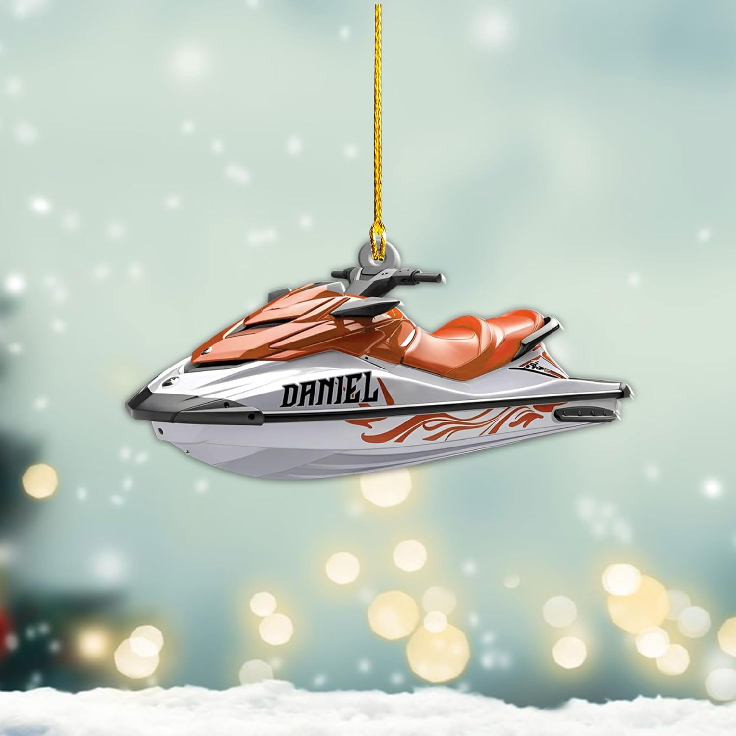 AOVL Custom Jet Ski Ornaments 2024 Jet Boat Ski Christmas Ornament Skiing Jet Boat Christmas Tree Ornament Gift for Watercraft Lovers Speed Boat Ornaments (JK4)