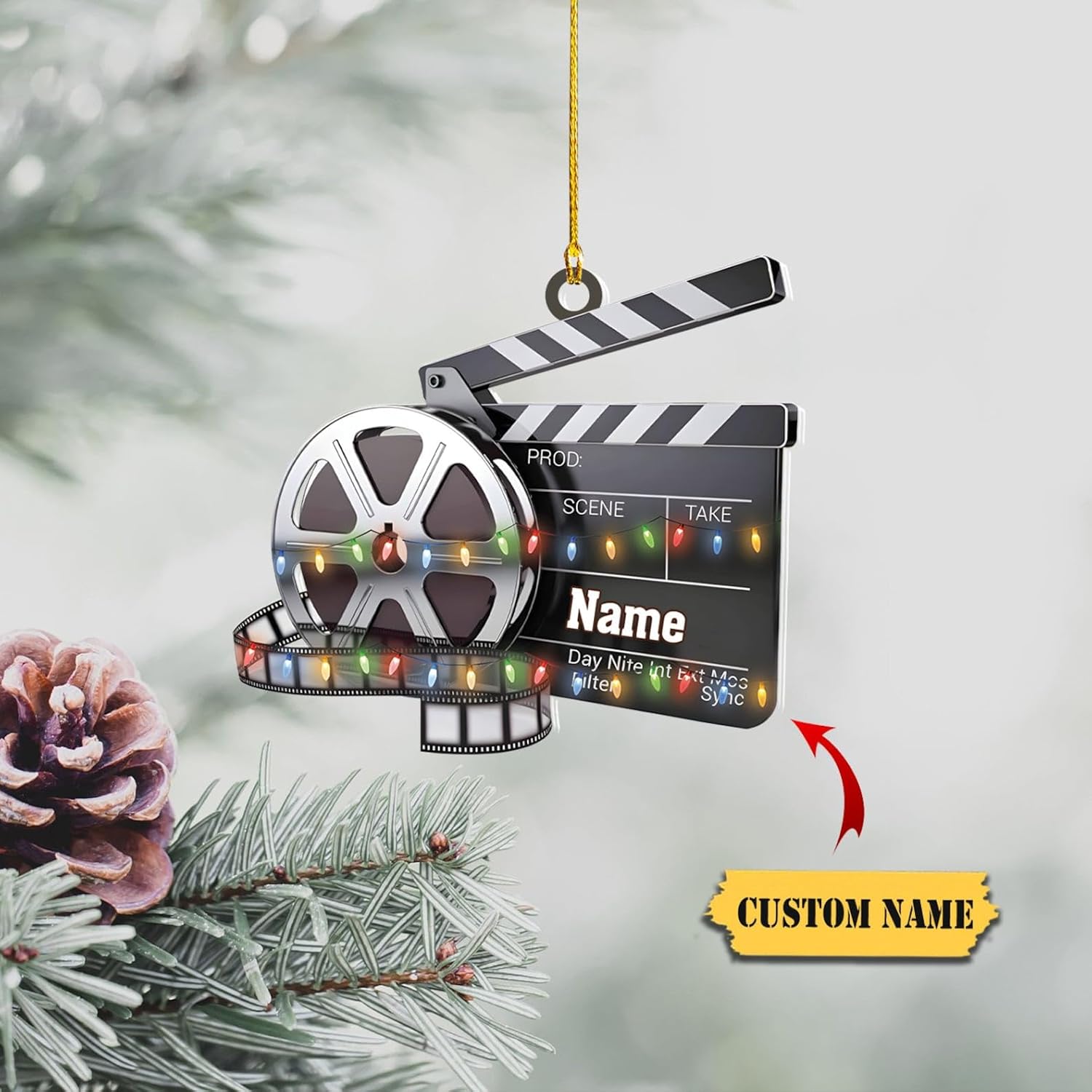 AOVL Personalized Film Clapboard Ornament Movie Clapper Christmas Ornaments Film Clapboard Ornament Film Clapper Ornament Director Clapboard Christmas Ornament Movie Clapperboard Theater (Film 15)