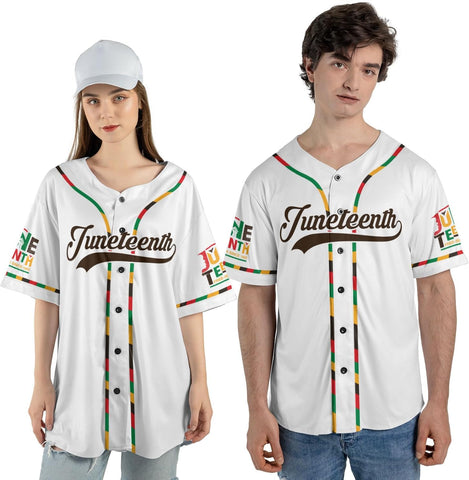 AOVL Custom Juneteenth Baseball Jersey Shirt Flag Independence Day Freeish Since 1865 Black History Month Pride Freeish Shirt