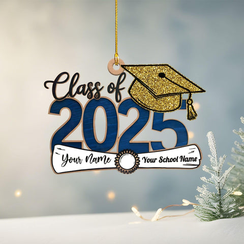 Personalized Graduation Wood Ornaments Class of 2025, Graduation Ornament Gifts for High School Seniors, Graduation Christmas Ornament 2025