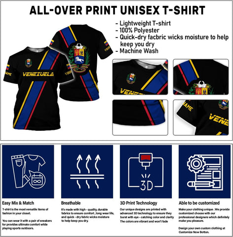 Royal Fight Personalized Coat of Arms Shirt with Venezuela Flag - Pride Shirts for Men & Women
