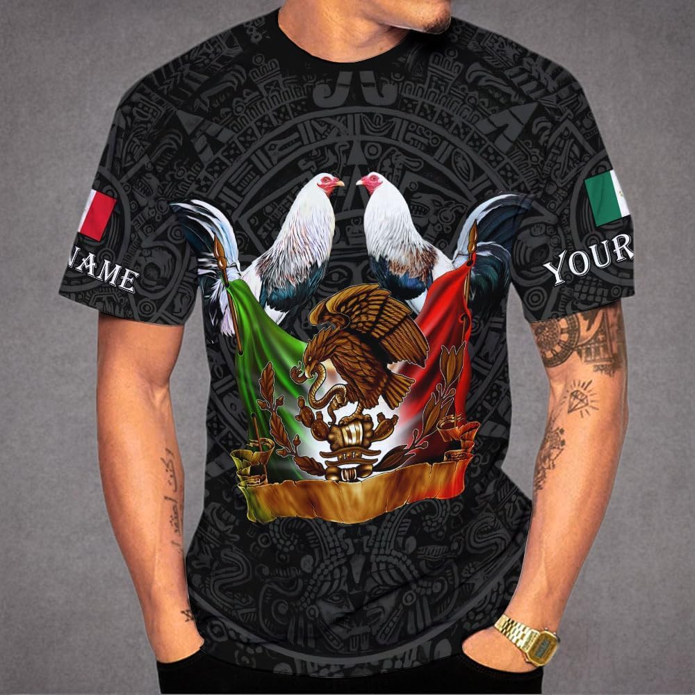 AOVL Personalized Rooster shirts 3D Rooster Mexican Shirts for Men Rooster Mexico Shirt Rooster Shirt for Men Women S-5XL