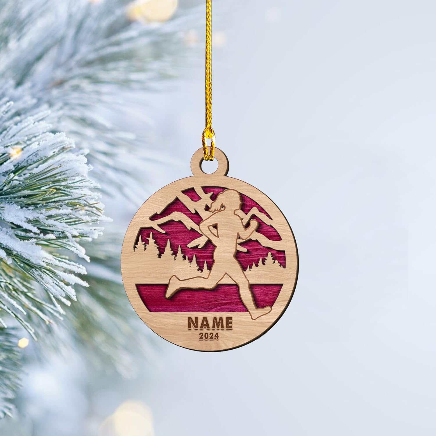 Personalized Runner Ornament, Custom Layer Ornament, Name Running Ornament, Runner Man Woman, Christmas Ornament for Running Lover, Girl Running Pendant, Half Marathon, Cross Country Gift (Style 9)