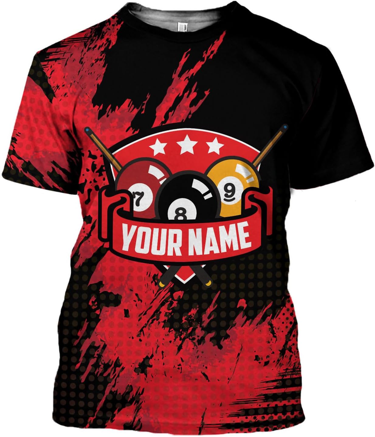 Custom 3D Billiard Shirt for Men Women Personalized Pool Player Team Apparel with 8 Ball Flag Design Gift to Billiard Lovers