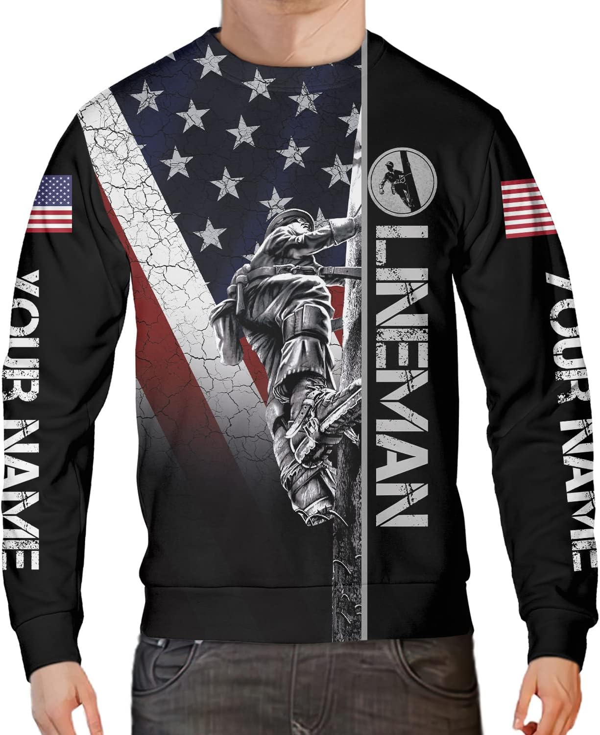 Personalized Lineman 3D Print Hoodies Unisex Pullover Hoodie Gift For Men, Women, Full Size S-5XL For Men Women