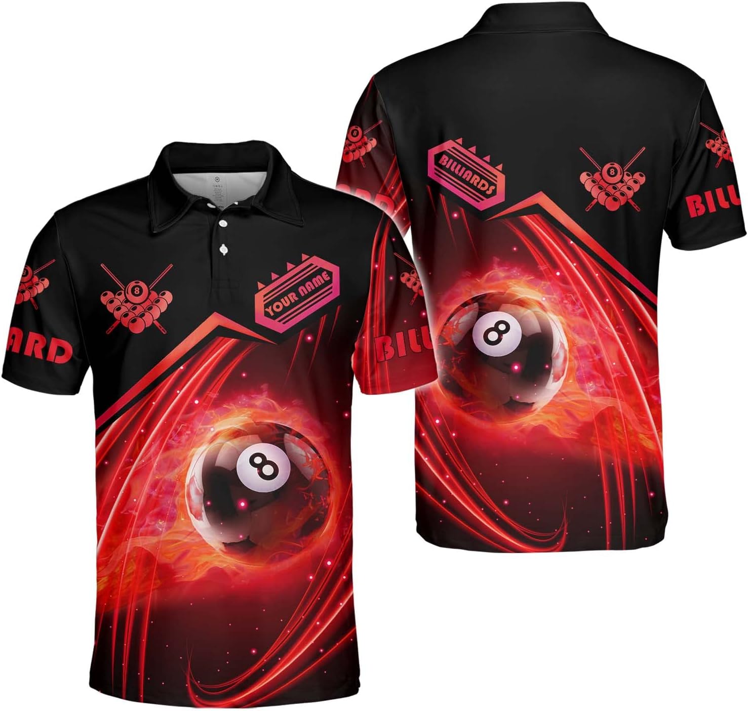 Custom Billiard Polo Shirts for Men Women Personalized Name Team 8 Ball Shirt Billiards Apparel Pool 3D Tshirts Gifts Player