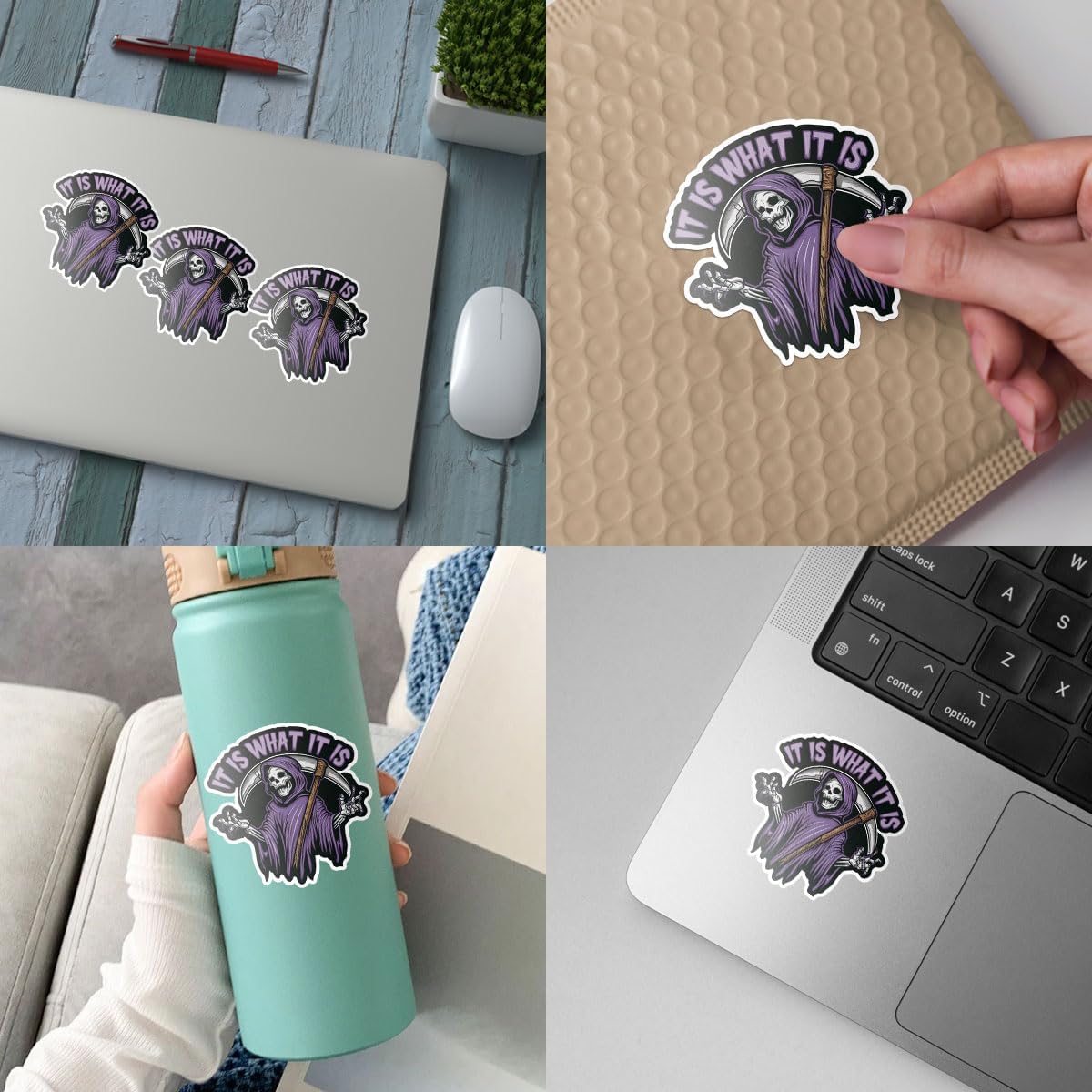 (3Pcs) It is What it is Decal, Skull Bumper Stickers for Cars, it is What it is Bumper Sticker Vinyl, Skull Coming Sticker Decal Vinyl - Stickers for Laptop Water Bottle Phone Car Window Helmet 3"