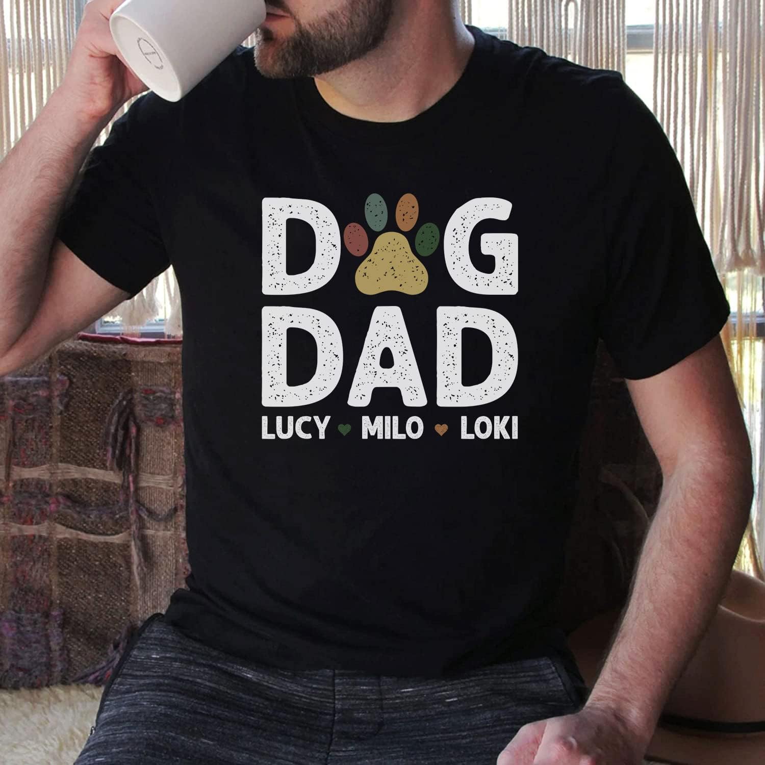Personalized Dog Dad Shirts for Men, Best Dog Dad Ever Tshirt Gifts Fathers Day, Custom Funny Dogfather T-Shirt (TS19)