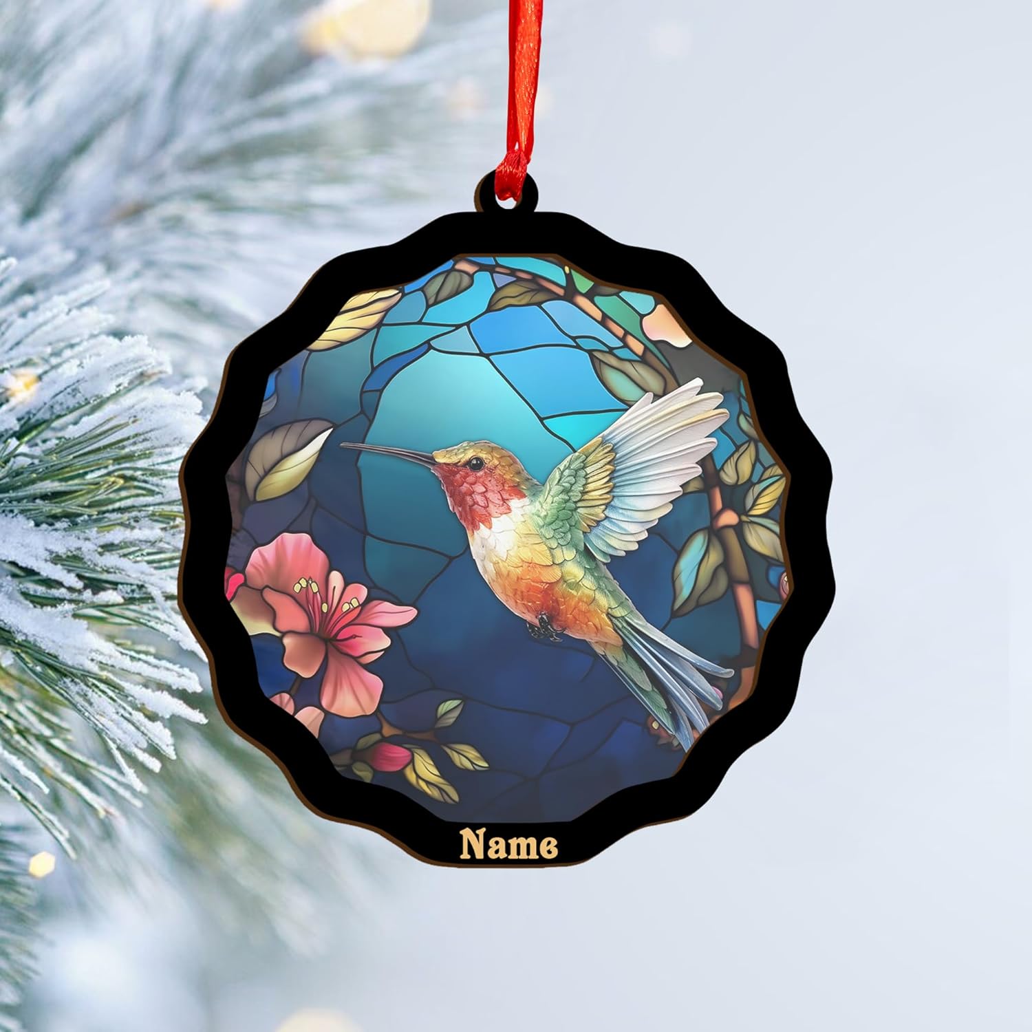 MAPrints Personalized Hummingbird Ornaments for Christmas Tree 2024, Hummingbird Christmas 2024 Ornament, Bird Suncatcher Wood Acrylic Ornament, Gifts for Bird Lovers (Bird 1)