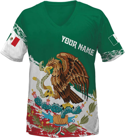 Mostprints Personalized Mexican Shirts for Women Vneck 3D, Customized Mexico shirts for women, Mexico shirt, Mexican Shirt