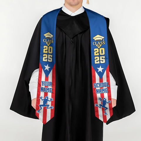 Personalized Puerto Rican Graduation Stole, Puerto Rican Graduation Sash 2025, Puerto Rico Graduation Sash
