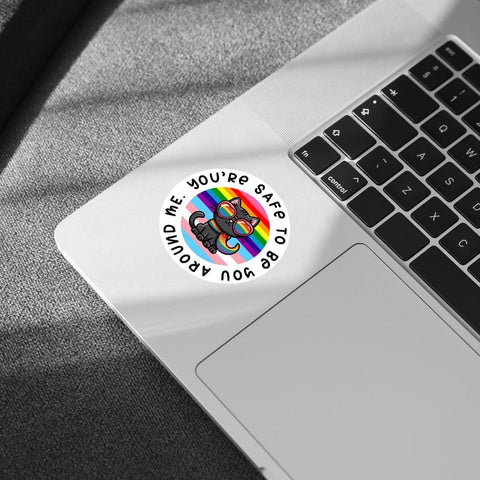 3 Pcs You're Safe to Be You Around Me Pride LGBTQ+ Flag Trans Colors Pride Month Lesbian Queer Bisexual Sticker for Laptop Phone Water Bottle Cars Phone Case Laptop 3"x3"