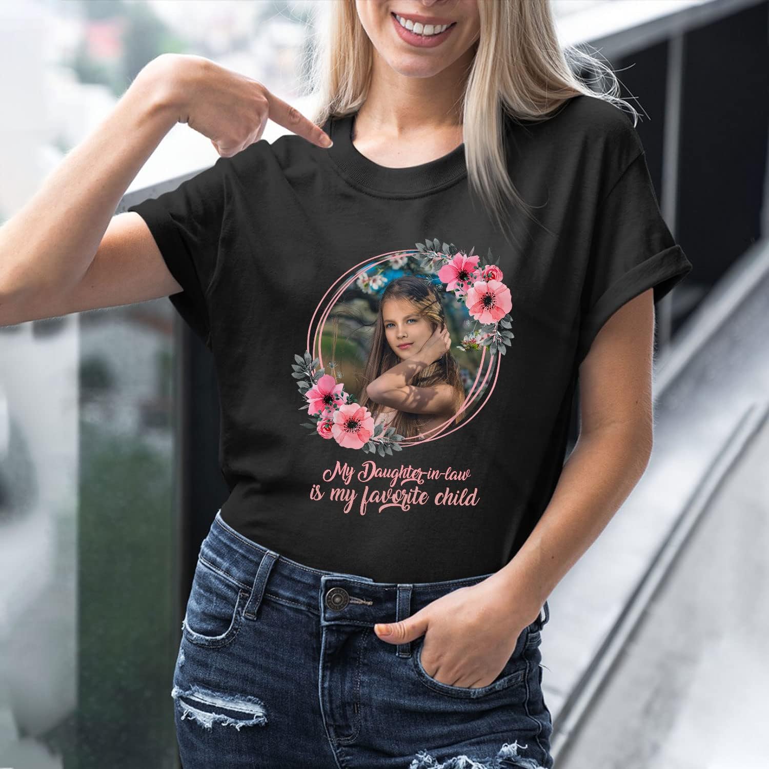 HomeDesign Personalized My Daughter in Law is My Favorite Child Shirt, Daughter in Law Tshirt Favorite Child is My Daughter