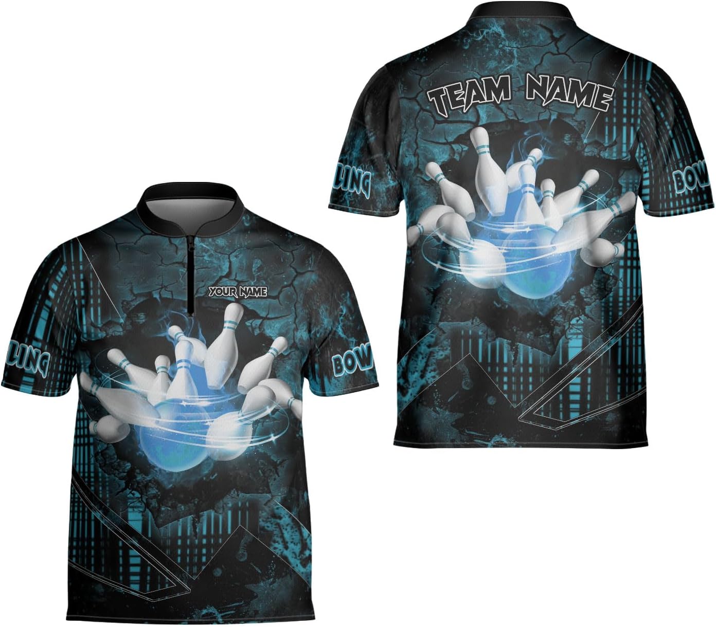 Custom Bowling Jerseys for Men Women Personalized Team Name Quarter Zip 3D Apparel Customized Bowling Jersey Shirts Unisex