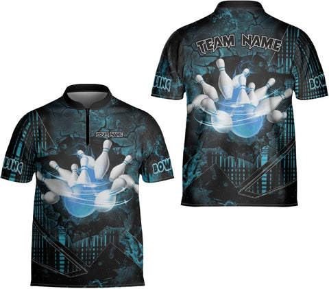 Custom Bowling Jerseys for Men Women Personalized Team Name Quarter Zip 3D Apparel Customized Bowling Jersey Shirts Unisex