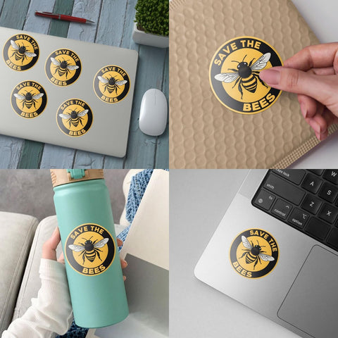 (3Pcs) Save The Bee Sticker, Round Save The Bees Sticker, Bee Sticker, Bumble Bee Decal for Car, Bee Bumper Sticker, Honey Bee Sticker - Stickers for Laptop Water Bottle Phone Car Window Helmet 3"