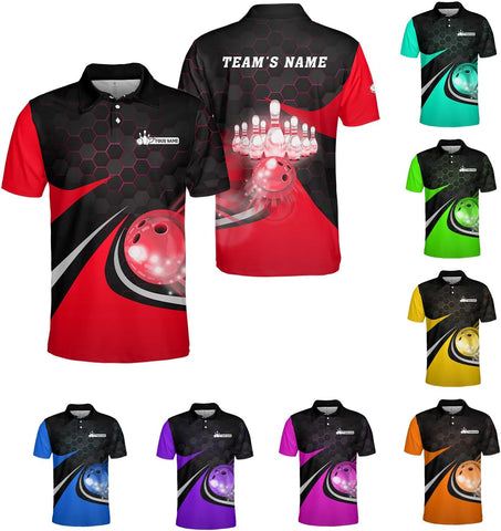 Mostprints Personalized Name Bowling Polo Shirts 3D for Men and Women, Bowling Shirt, Bowling Team