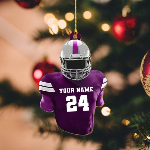 Personalized Name Football Ornaments 2024, Customized Football Christmas Ornaments Wood, Acrylic Ornament Christmas Tree Hanging Ornament Pine Tree Decorations for Kid Couple Friends Family