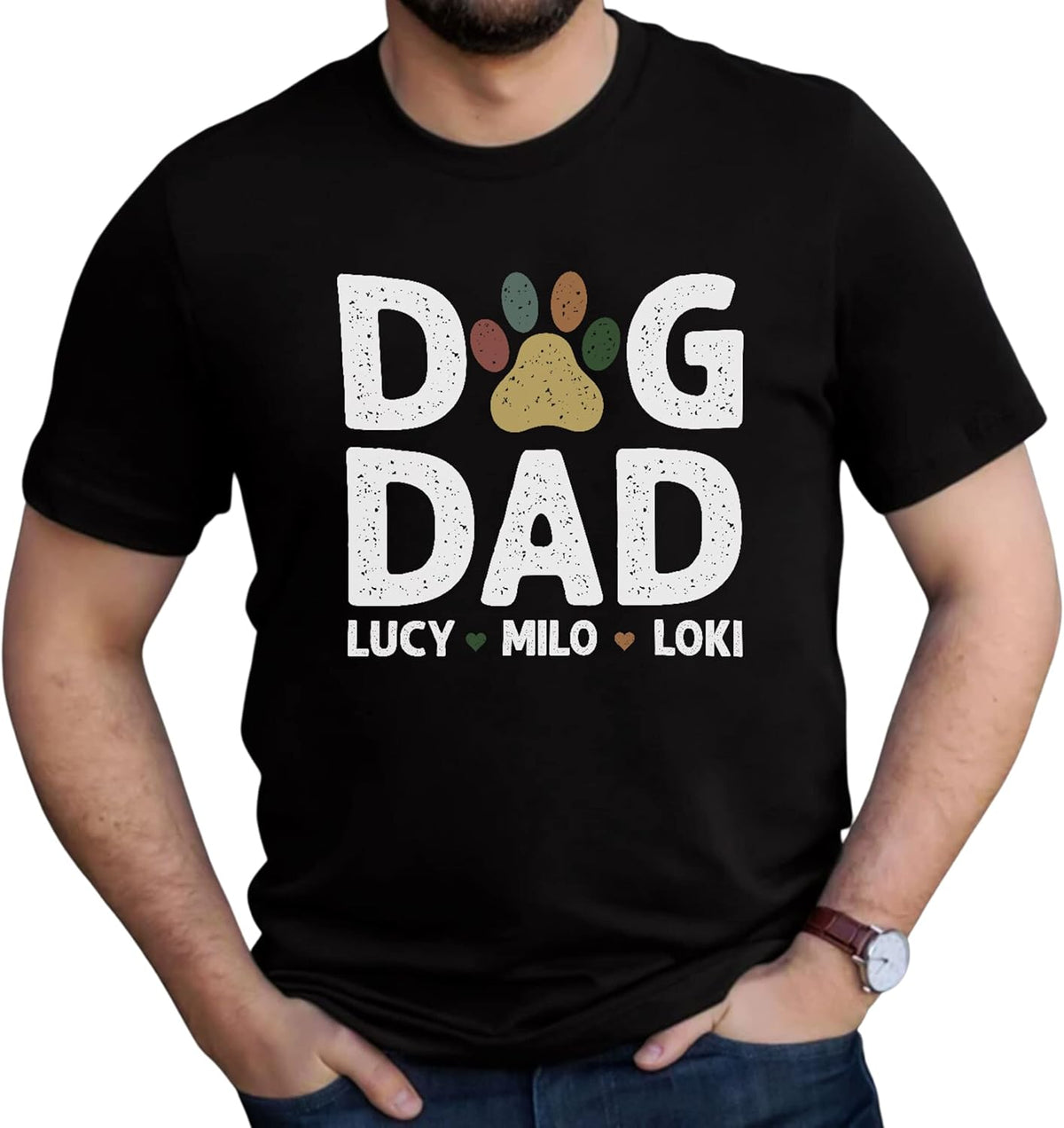 Personalized Dog Dad Shirts for Men, Best Dog Dad Ever Tshirt Gifts Fathers Day, Custom Funny Dogfather T-Shirt (TS19)