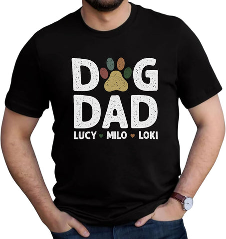 Personalized Dog Dad Shirts for Men, Best Dog Dad Ever Tshirt Gifts Fathers Day, Custom Funny Dogfather T-Shirt (TS19)