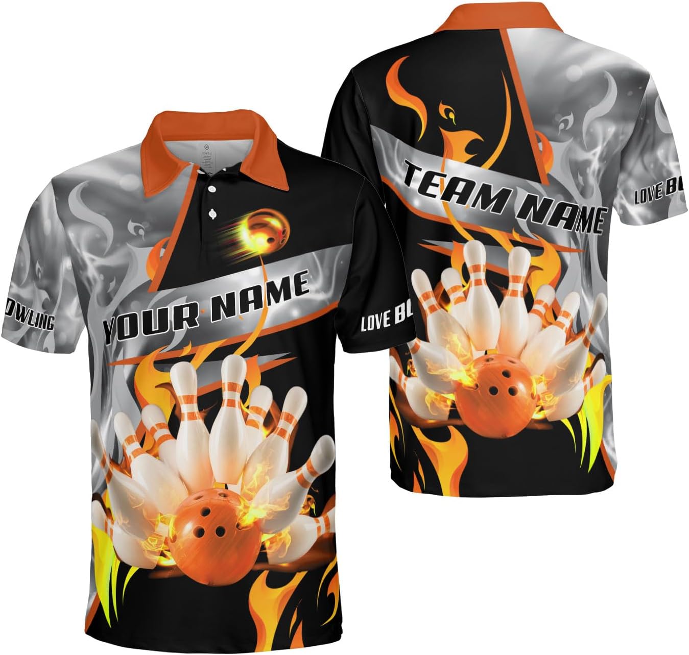 Ligthuy Personalized Name Bowling Polo Shirts 3D for Men and Women, Bowling Shirt, Bowling Shirts for Men Team Bowling Shirt